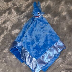 Yikes Twins Blue Shark Lovey Security Blanket Blue Plush Satin Trim Snuggler